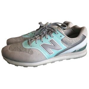 NEW BALANCE 696 Turquoise Blue Gray Sneaker Women 9.5 Running Shoe Suede Leather